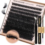 Thick Eyelash Extension Kit Volume Lash Clusters Kit 10-18mm Individual Lashes Clusters 100D DIY Lash Extension Kit 200pcs Clusters Lash with Bond and Remover Lash Applicator by Focipeysa