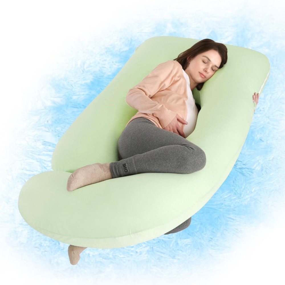 Wndy\'s Dream 60 inch Pregnancy Pillow with Removable Velvet Cover, Side J Type Full-Body Pillow for Back, Legs and Belly Support, Comfortable Slumber for Pregnant Women