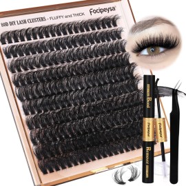 Focipeysa Eyelash Extension Kit, 200pcs 80D Mink Fur False Eyelashes, 10-18mm DIY Lash Clusters, Matte Black, Vegan, Cruelty Free, Includes Lash Bond & Remover, Tweezers