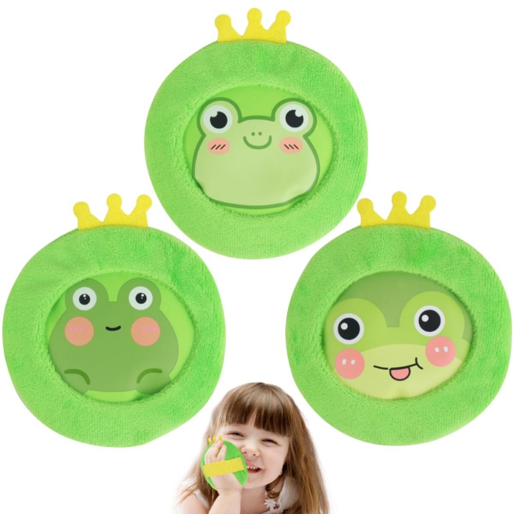 Hilph Kids Ice Packs for Boo Boos, Reuable Kids Hot Cold Packs with Cover and Handheld Straps for Pain Relief, Toddler Animal Ice Packs for Bumps, Swelling, Wisdom Teeth (3 Frogs)