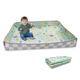 Infantino Foldable Soft Foam Play Mat, Baby Play Mat for Tummy Time & Floor Play, Lightweight, Easy to Store, Wipeable, Animals