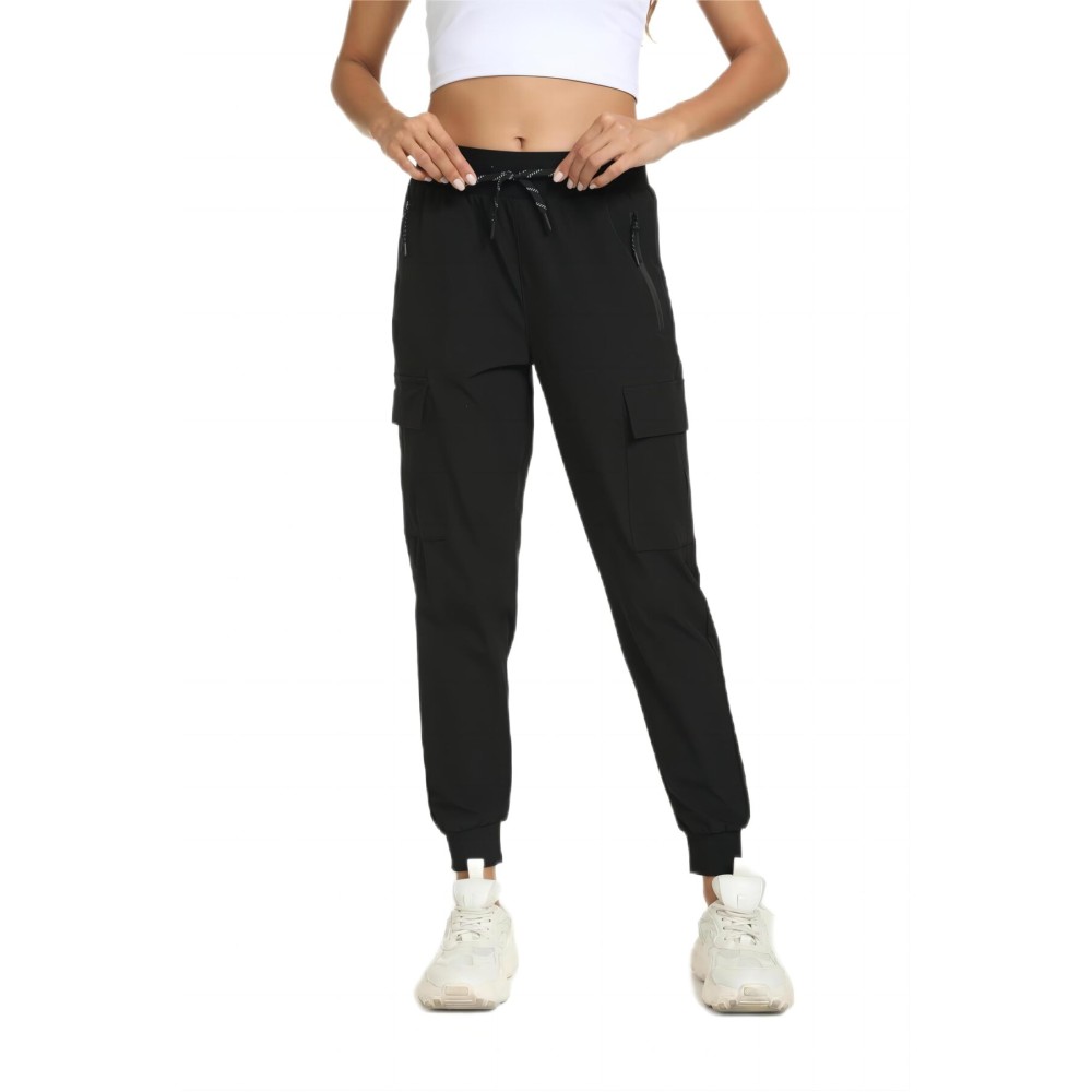 Rrosseyz Womens Cargo Pants with Pockets-Lightweight Quick Dry Water Resistant Hiking Pants for Travel Casual Athletic and Outdoor(Black,XXXL)