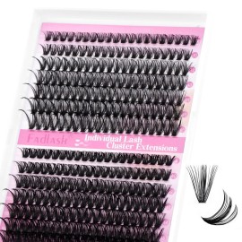 Cluster Lashes D Curl Lash Clusters 280 Pcs Lash Extension Clusters Individual Lashes Soft DIY Eyelash Extensions Mixed Tray Eyelash Clusters Natural Look (40D+50D-0.07D, 8-16mm)