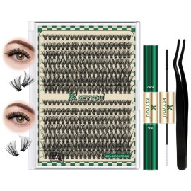 DIY Lash Extension Kit 280pcs Individual Lashes D Curl Eyelash Extension Kit 40D+50D 9-16Mix Natural Lash Clusters with Lash Bond and Seal and Lash Applicator for DIY at HomeKIT-40D50D-0.07D-9-16Mix