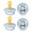 BIBS Colour Pacifier 4-Pack, BPA Free Dummy Pacifier, Round Nipple. Natural Rubber Latex, Made in Denmark, Size 2 (6-18 Months), Baby Blue