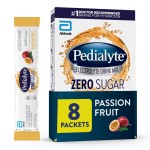 Pedialyte Electrolyte Drink Mix With Zero Sugar | Hydration With Key Electrolytes | Great Hydration Low in Calories | Passion Fruit, 8 Powder Packets
