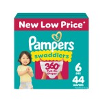 Pampers Diapers - Swaddlers 360 - Size 6, 44 Count, up to 100% Leakproof Comfy Dry Fit, Designed for Easy Changes, Pull On Baby Diaper (Packaging May Vary)