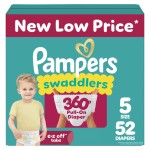 Pampers Diapers - Swaddlers 360 - Size 5, 52 Count, up to 100% Leakproof Comfy Dry Fit, Designed for Easy Changes, Pull On Baby Diaper (Packaging May Vary)