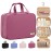 HOTOR Travel Toiletry Bag - Hanging Toiletry Bag for Women & Men, Makeup Bag/Big Comparment, Waterproof for Travel Accessories, Travel Essentials, Medium, Rosewood-Pink