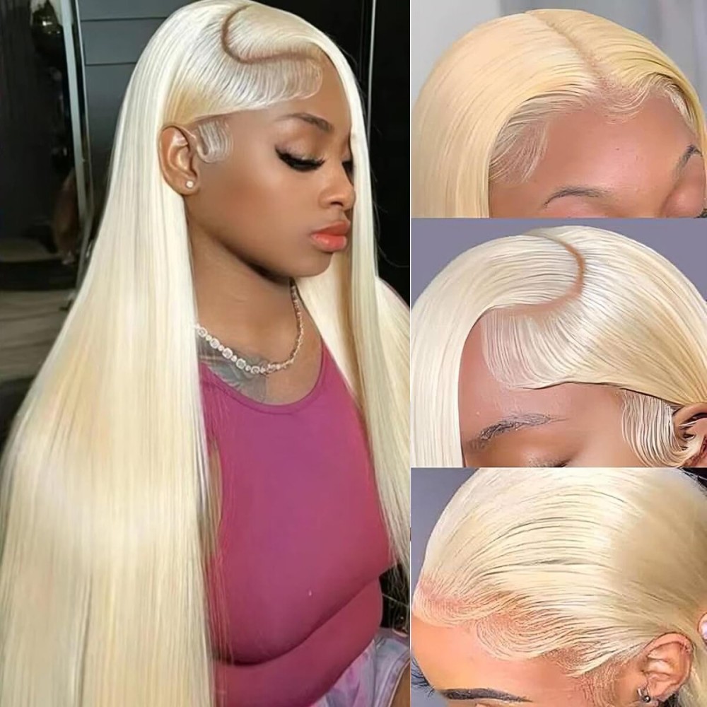 LETMIEO 613 Lace Front Wig Human Hair 13x6 HD Transparent Blonde Lace Front Wigs Human Hair Pre Plucked 613 HD Lace Frontal Wig 180% Density Straight Lace Frontal Wigs 24 Inch
