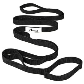 Abiarst Stretching Strap Yoga Straps for Physical Therapy, 10 Loops Non-Elastic Stretch Band for Pilates, Flexibility, Exercise and Gymnastics (Black)