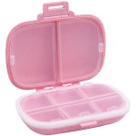8 Compartments Travel Pill Organizer, Daily Pill Case Small Pill Box for Pocket Purse, Portable Pill Container Medicine Vitamin Organizer (Pink)