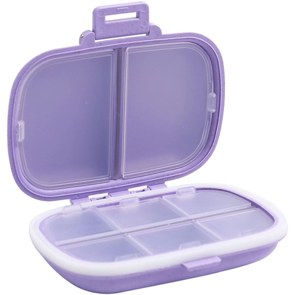 8 Compartments Travel Pill Organizer, Daily Pill Case Small Pill Box for Pocket Purse, Portable Pill Container Medicine Vitamin Organizer (Purple)