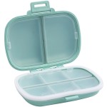 8 Compartments Travel Pill Organizer, Daily Pill Case Small Pill Box for Pocket Purse, Portable Pill Container Medicine Vitamin Organizer (Green)