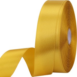 1 inches 50 Yard Golden Satin Ribbon for Gift Wrapping, Wedding, Crafts, Christmas,Easter, Floral, Hair, Invitation Decorations and More