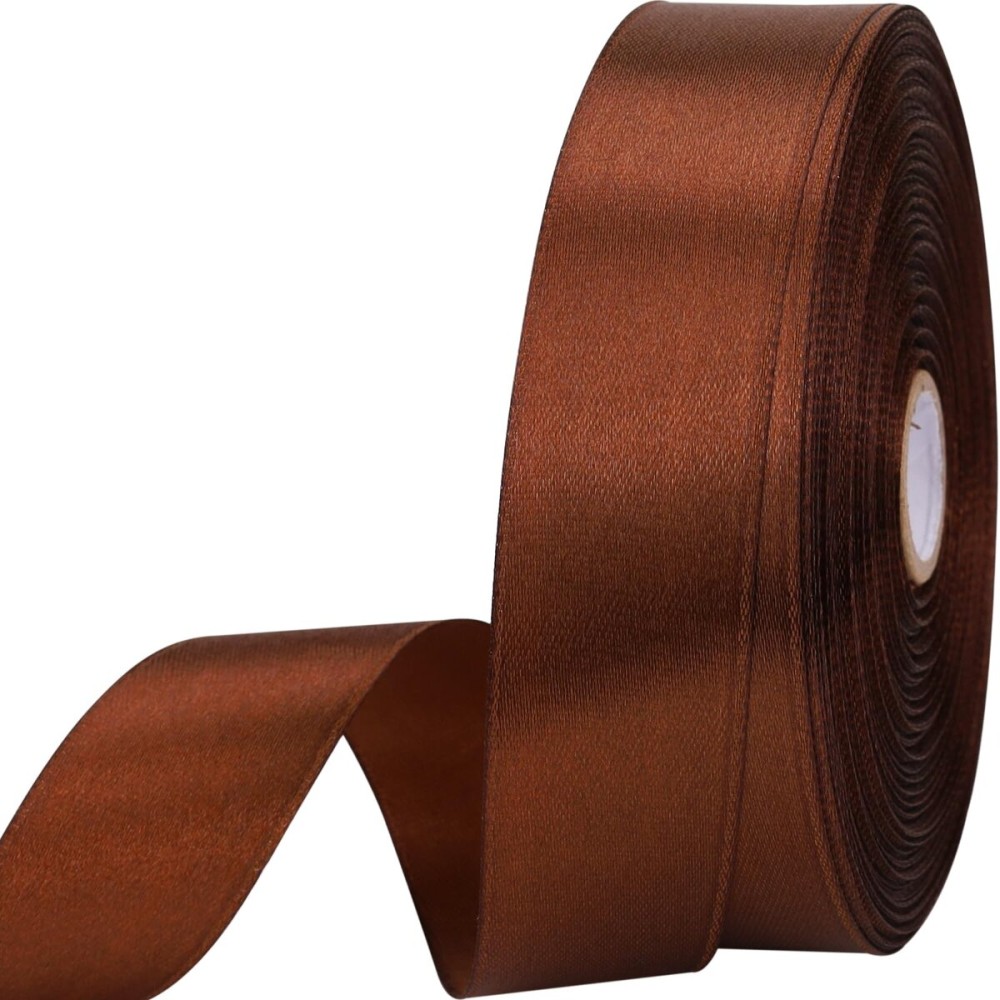 1 inches 50 Yard Brown Satin Ribbon for Gift Wrapping, Wedding, Crafts, Christmas,Easter, Floral, Hair, Invitation Decorations and More
