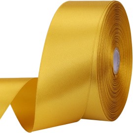 1-1/2 inches 50 Yard Golden Satin Ribbon for Gift Wrapping, Wedding, Crafts, Christmas,Easter, Floral, Hair, Invitation Decorations and More