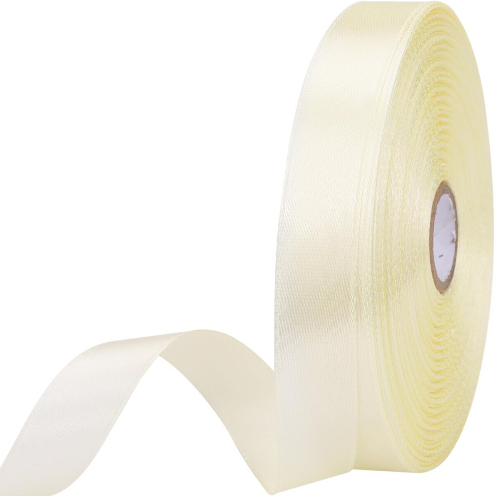 5/8 inches 50 Yard Rice White Satin Ribbon for Gift Wrapping, Wedding, Crafts, Christmas,Easter, Floral, Hair, Invitation Decorations and More