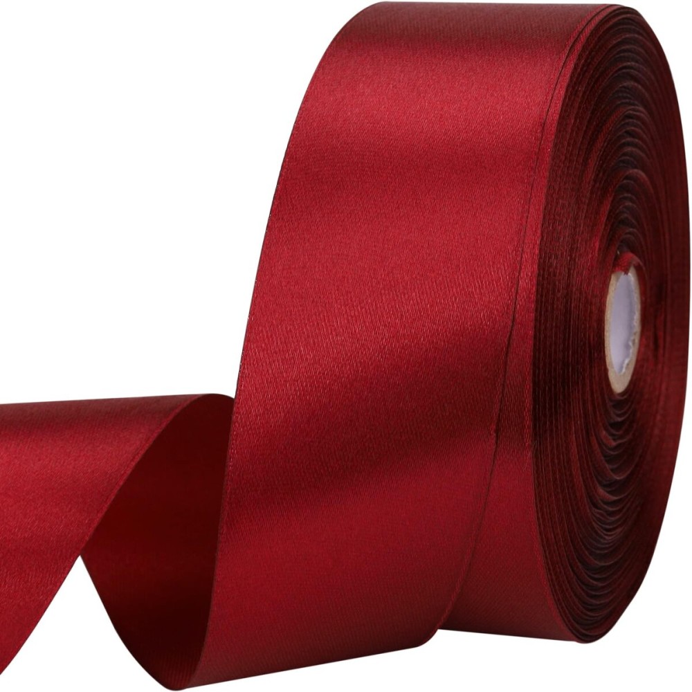 1-1/2 inches 50 Yard Wine red Satin Ribbon for Gift Wrapping, Wedding, Crafts, Christmas,Easter, Floral, Hair, Invitation Decorations and More