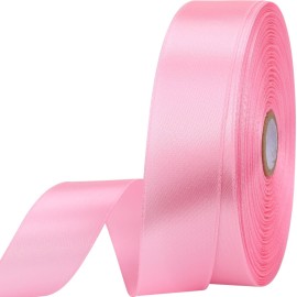 1 inches 50 Yard Pink Satin Ribbon for Gift Wrapping, Wedding, Crafts, Christmas,Easter, Floral, Hair, Invitation Decorations and More