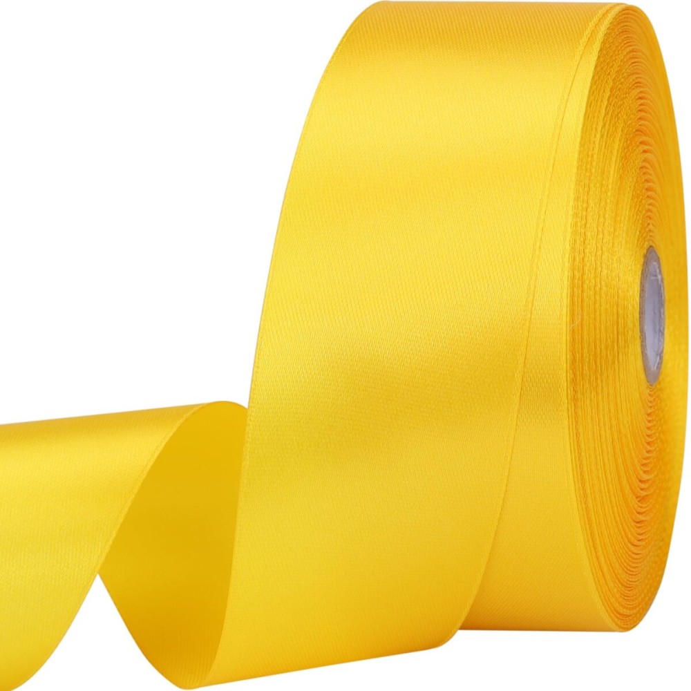 1-1/2 inches 50 Yard Yellow Satin Ribbon for Gift Wrapping, Wedding, Crafts, Christmas,Easter, Floral, Hair, Invitation Decorations and More