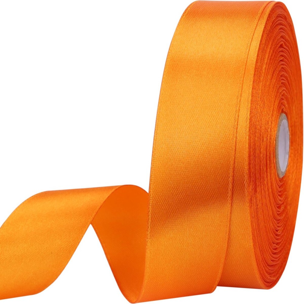 1 inches 50 Yard Orange Satin Ribbon for Gift Wrapping, Wedding, Crafts, Christmas,Easter, Floral, Hair, Invitation Decorations and More