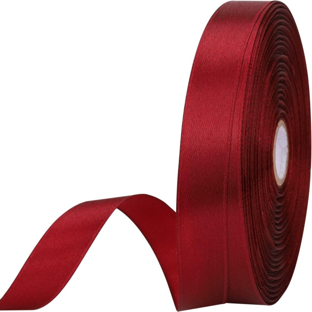 5/8 inches 50 Yard Wine red Satin Ribbon for Gift Wrapping, Wedding, Crafts, Christmas,Easter, Floral, Hair, Invitation Decorations and More