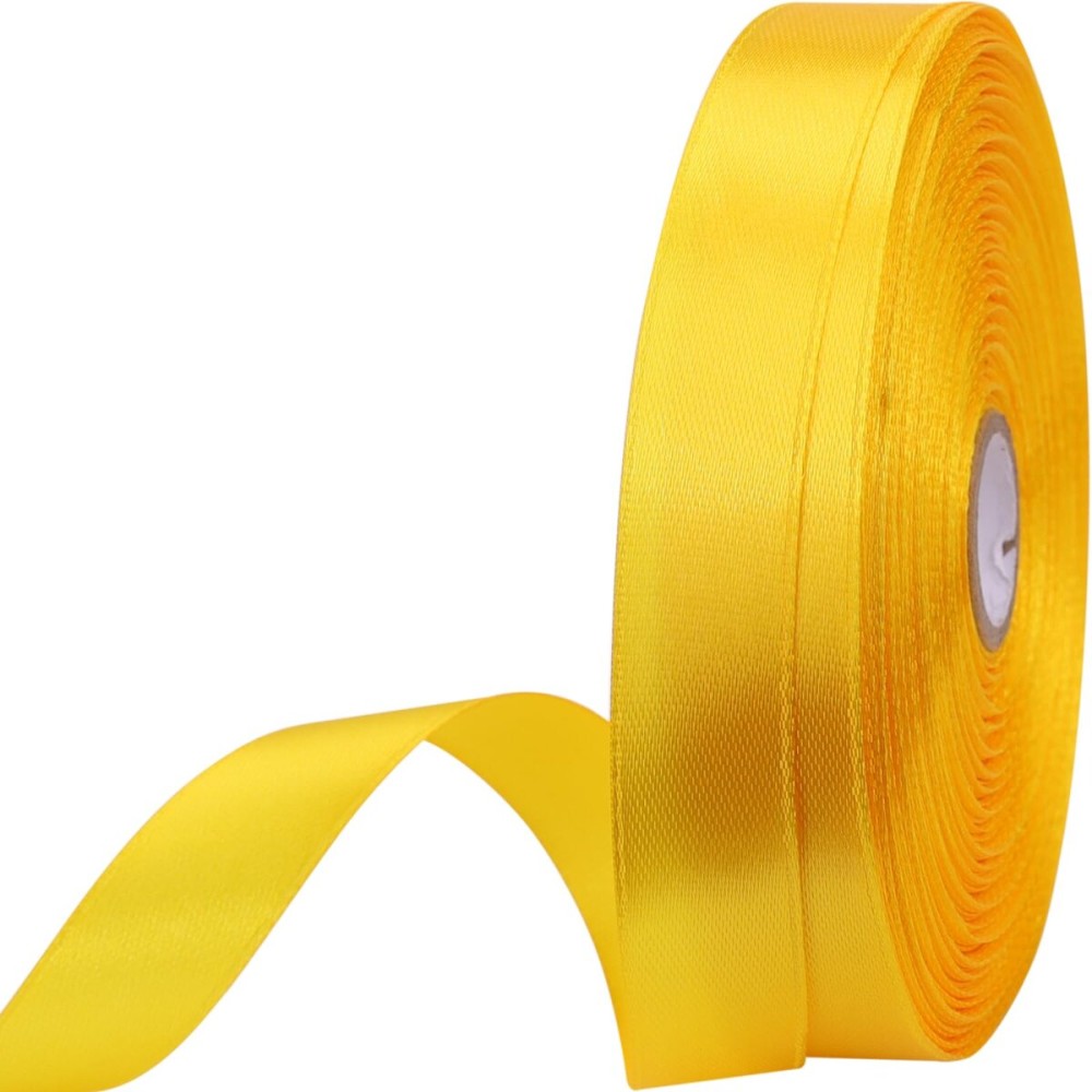 5/8 inches 50 Yard Yellow Satin Ribbon for Gift Wrapping, Wedding, Crafts, Christmas,Easter, Floral, Hair, Invitation Decorations and More