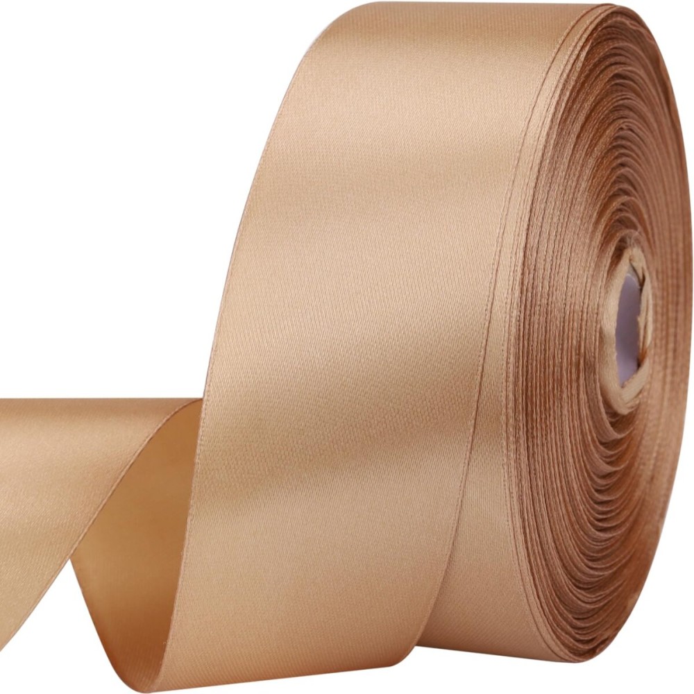 1-1/2 inches 50 Yard Champagne Gold Satin Ribbon for Gift Wrapping, Wedding, Crafts, Christmas,Easter, Floral, Hair, Invitation Decorations and More