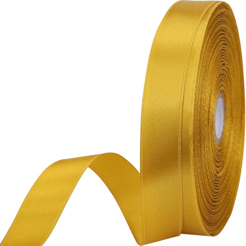 5/8 inches 50 Yard Golden Satin Ribbon for Gift Wrapping, Wedding, Crafts, Christmas,Easter, Floral, Hair, Invitation Decorations and More