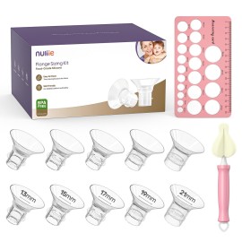 Nuliie Silicone Flanges Insert Replacement Kit, Flange Sizing Kit for Electric Breast Pumps, Pumping Essentials for Moms, 13/15/17/19/21mm for 24mm Flange/Shield, 10PCS
