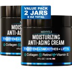 (2 Pack) Mens Face Moisturizer Cream - Anti Aging & Wrinkle for Men with Collagen, Retinol, Vitamins E, Jojoba Oil - Face Lotion - Age Facial Skin Care - Eye Wrinkle - 8 oz Total