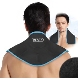 REVIX Neck Ice Wrap Ice Pack for Neck and Shoulders, Therapy for Promoting Flexibility and Mobility, Hot Cold Gel Packs Reusable for Post-Workout, Black