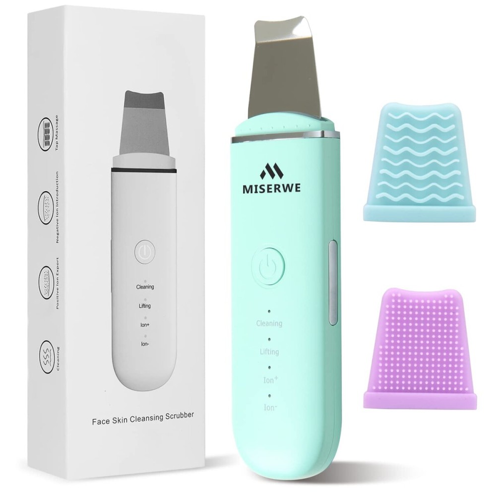 Skin Scrubber Face Skin Spatula Facial Scrubber Spatula Pore Cleaner with 4 Modes (Green)