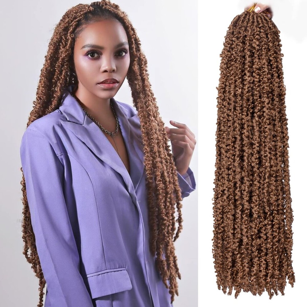 ZRQ 2 Packs Butterfly Locs Crochet Hair 30 Inch Blonde Distressed Faux Locs Crochet Braids Pre looped Goddess Soft Locs Synthetic Locs Braids For Women 27