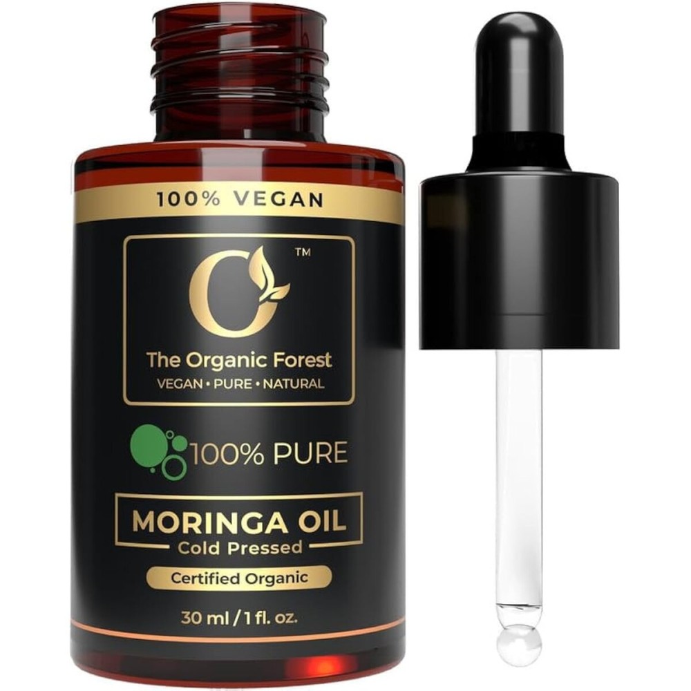 Plant Based Moringa Oil Organic and Cold Pressed Carrier Oil for Hair, Face & Skin - Anti-Aging, Hydrating & Nourishing Moringa Drops for Blends