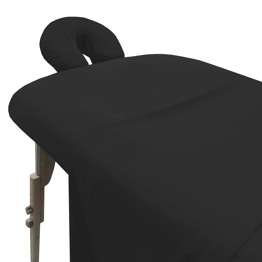 LONDON LINENS Pack of 2 Soft Microfiber Massage Table Sheets 3 Piece Set - Includes Massage Table Cover, Massage Fitted Sheet, and Massage Face Rest Cover (Black)
