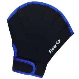 Flow Swimming Resistance Gloves - Webbed Gloves for Water Aerobics, Aquatic Fitness, and Swim Training (Black/Blue, X-Large)