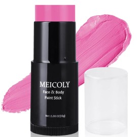 MEICOLY Pink Face Body Paint Stick(1.06 Oz),Blendable Halloween Face Paint ,Pink Accessories for Spirit Week,Sweatproof Waterproof Body Paint Makeup Oil Based Stick for Special Effects SFX Cosplay
