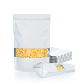 FireKylin 100 Pack Smell Proof Bags 5.5 x 7.8, Resealable Bags with Matte Window, Foil Pouch Stand Up Sealable Bags for PackagingWhite