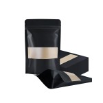 FireKylin 100 Pcs Resealable bags,3.9 x 5.9 Stand Up Black Paper Bags with Matte Window, Zipper Food Storage Bags for Packaging Products, Reusable, Sealable