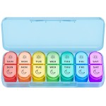 Weekly Pill Organizer 2 Times a Day - AM PM Pill Organizer with 7 Daily Color-Coded Small Cases, Morning and Night Travel Pill Cases for Vitamins, Medicine, & Supplements