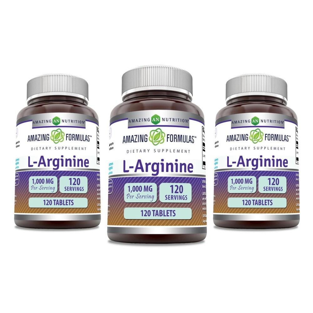 Amazing Formulas L-Arginine Supplement | 1000 Mg Per Serving | Tablets | Amino Acid Supplement for Women & Men | Non-GMO | Gluten Free | Made in USA (120 Count | 3 Pack)