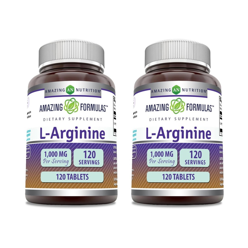 Amazing Formulas L-Arginine Supplement | 1000 Mg Per Serving | Tablets | Amino Acid Supplement for Women & Men | Non-GMO | Gluten Free | Made in USA (120 Count | 2 Pack)