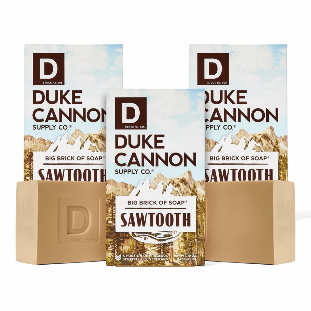 Duke Cannon Supply Co. Big Brick of Soap for Men - Sawtooth, Alpine Air and Cedarwood Scent, 10 oz (Pack of 3)