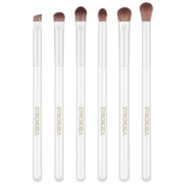 Eye Makeup Brush Set, 6 Pcs Professional Blending Eyeshadow Makeup Brushes for Concealer Eyebrows Eyeliner, Soft Hairs & Wood Handle (white 6pcs)