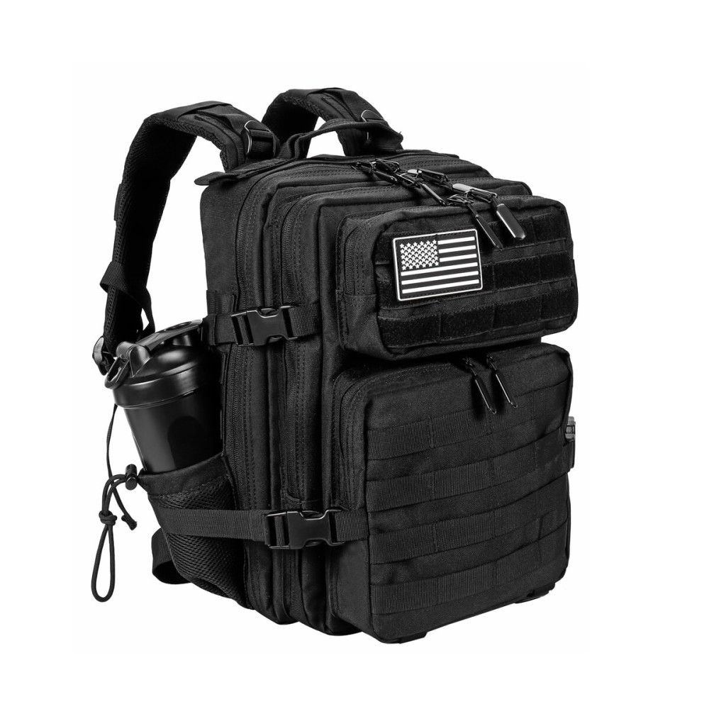 LHI Tactical Military Backpack for Men and Women 25L Army Assault Pack Bag Large Rucksack with Molle System - Black