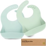 KeaBabies 2-Pack Silicone Baby Bibs for Eating - Sturdy Food-Grade Silicone Bibs for Babies Girl, Boy, Large Food Catcher, Clean & Put On Easily, Waterproof Toddler Feeding Essentials(Pastel Sky)
