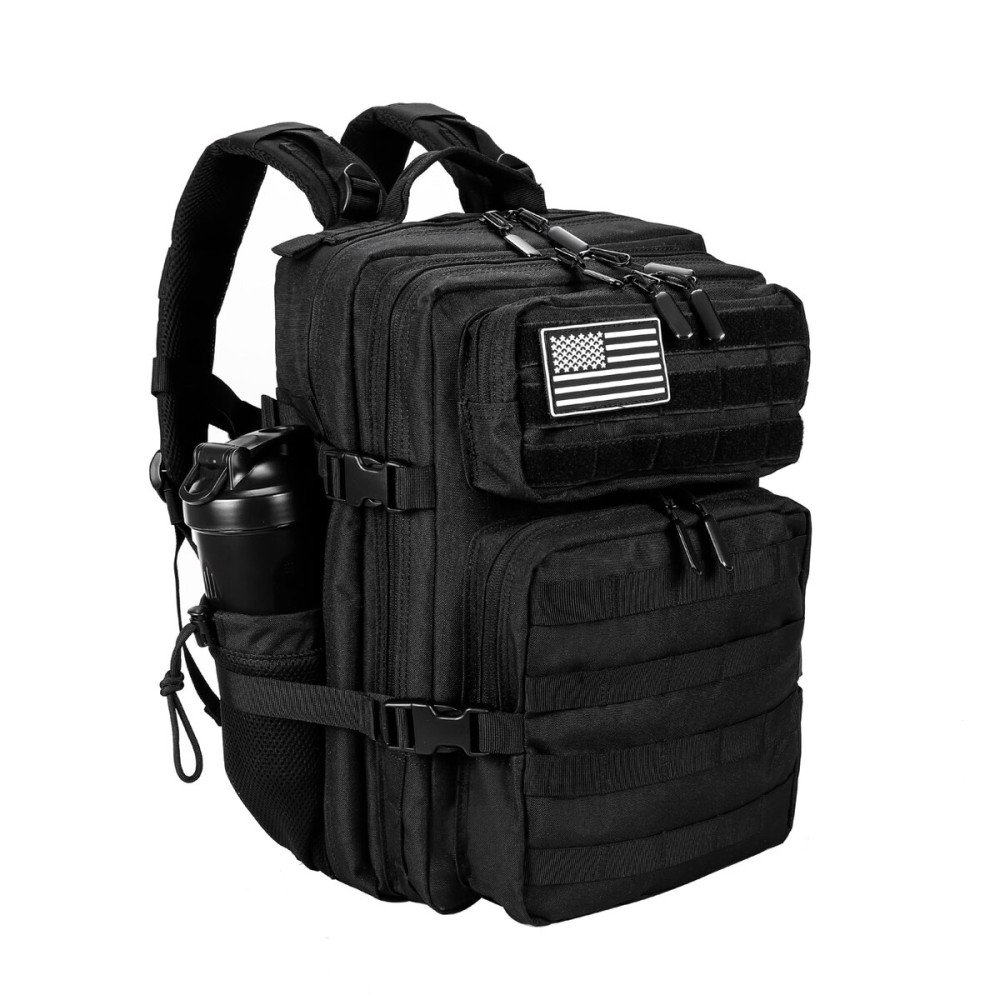 LHI Tactical Military Backpack for Men and Women 25L Army Assault Pack Bag Large Rucksack with Molle System-Black