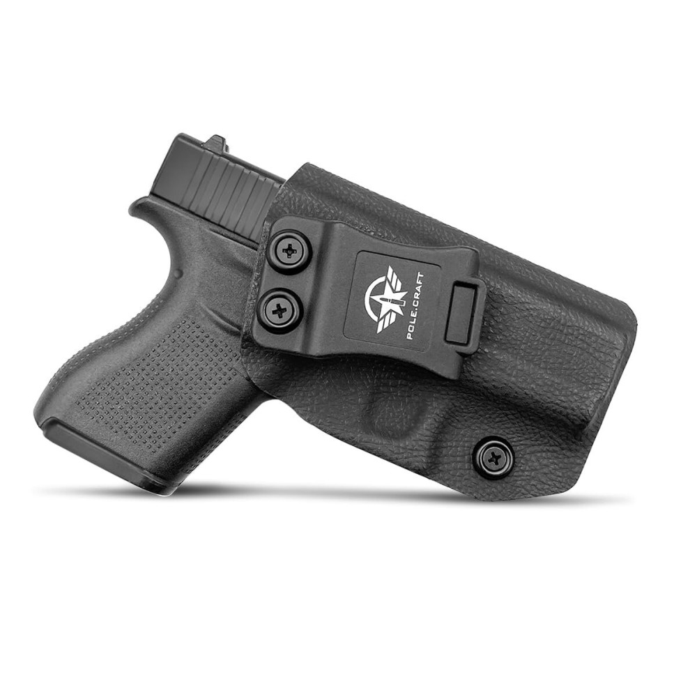 POLE.CRAFT Dermatoglyph Kydex Holster IWB for Glock 43 / Glock 43X Pistol Case - Inside Waistband Carry Concealed Holster for G43/G43X(Black,Right)